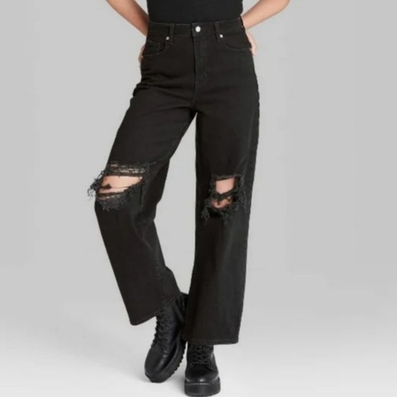 wild fable Denim - NWT Wild Fable highest rise baggy distressed jeans